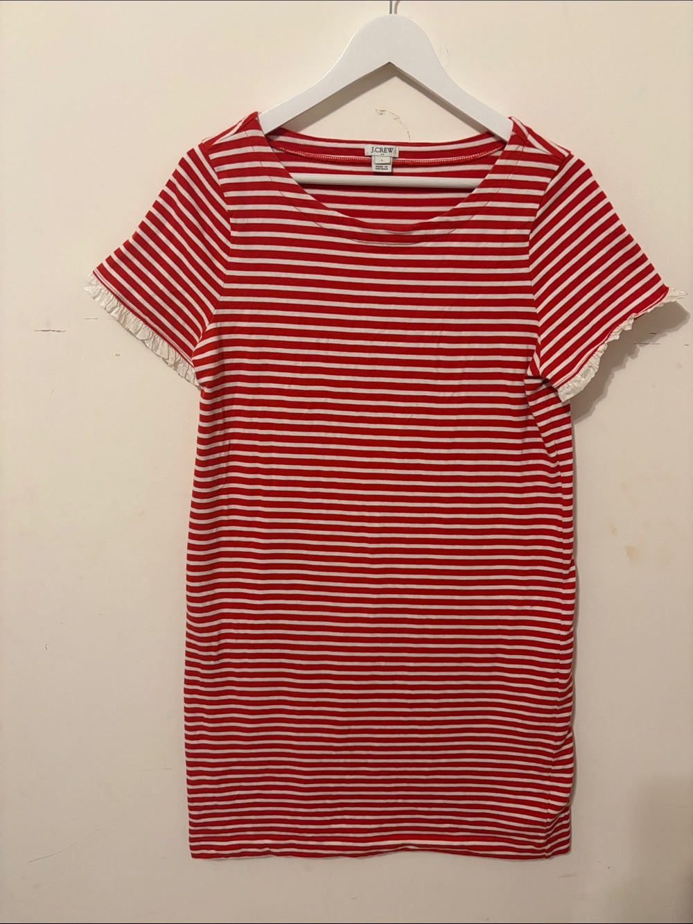 J. Crew Factory Red and White Striped Mini Dress